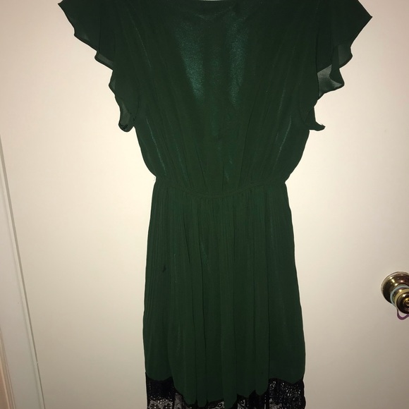 Forest green Lacey black trim babydoll dress 👗 - Picture 4 of 4